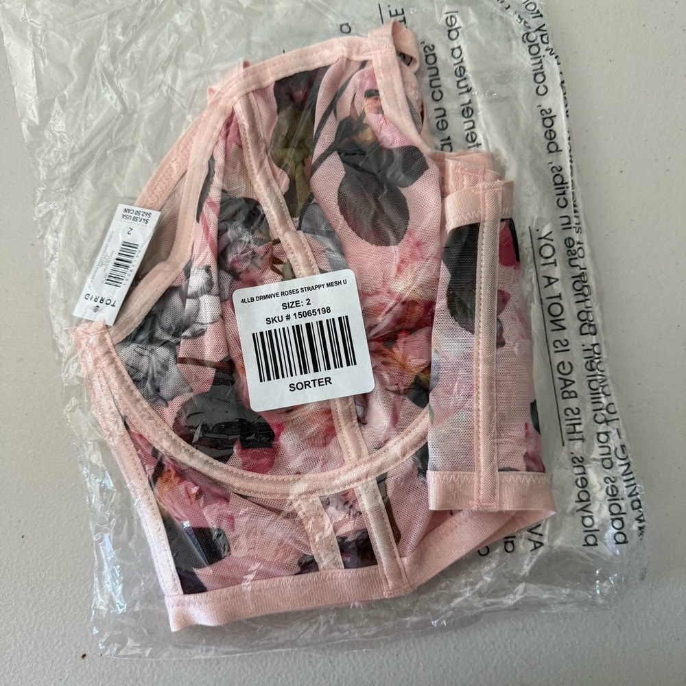 Torrid Dreamweave Rose Floral Print Mesh Underwire Bra - Pink and Multi - Picture 2 of 5